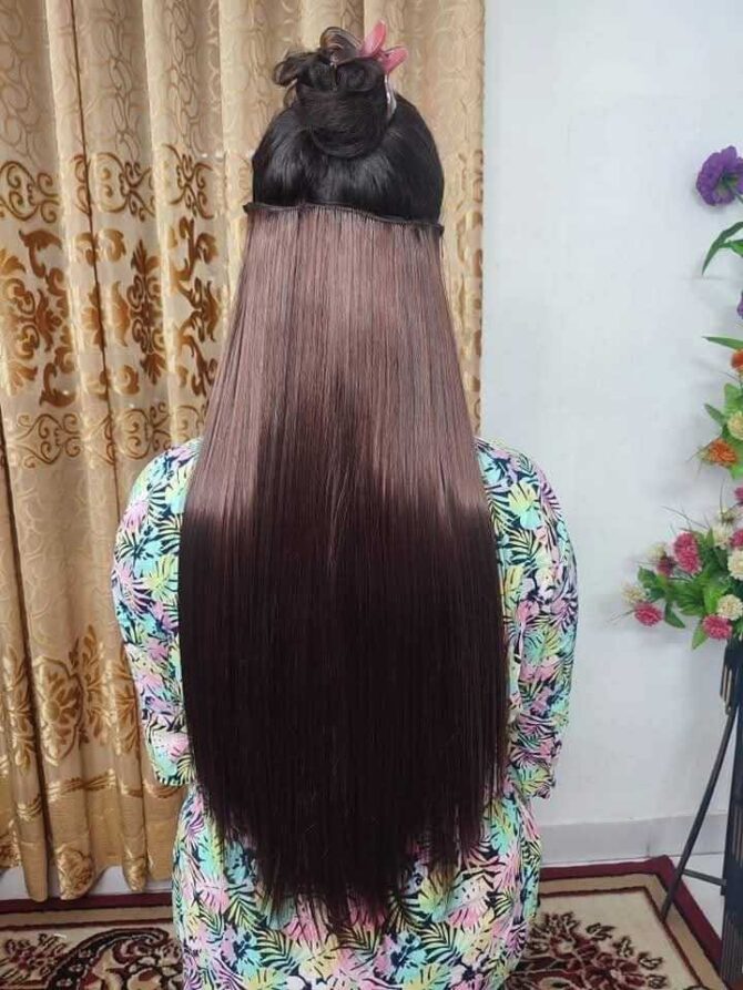 Five Clip Hair Extensions 30 Inch Long (ফাইভ ক্লিপ হেয়ার এক্সটেনশন ৩০ ইঞ্চি লম্বা) - Image 3